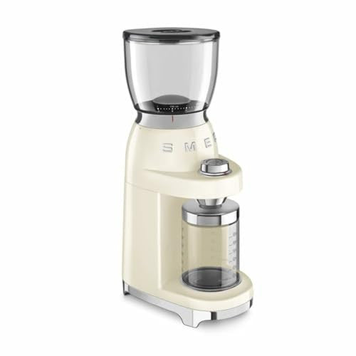 Smeg CGF11CREU kávédaráló (kúpos acél, 30 őrlési beállítás, 350 g tartály, prémium alumínium ház, 150 W, krém)