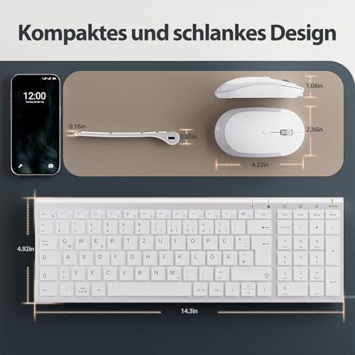 iClever GK08 vezeték nélküli billentyűzet és egér újratölthető, ergonomikus