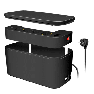LogiLink kábeltartó doboz 5-ös elosztóval, USB és Schuko aljzatokkal (fekete)