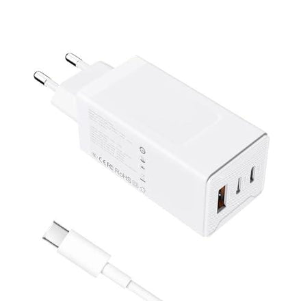 65 W GaN USB-C töltő, 3 portos PD gyorstöltő MacBook Pro/Air, iPhone 16/15/14, iPad Pro/Air, Galaxy