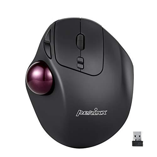 Perixx PERIMICE-717 D vezeték nélküli ergonomikus lézeres trackball egér, beépített golyóval (fekete)