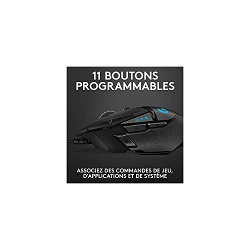 Logitech G502 HERO gamer egér, HERO szenzor, RGB, 16 000 DPI, 11 programozható gomb, laptophoz és PC-hez