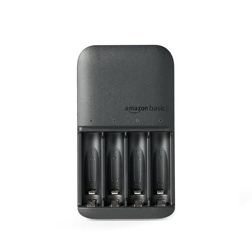 Amazon Basics 4 db AA NiMH akkumulátor töltővel, EU csatlakozóval (fekete)