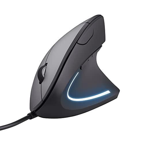 Trust Verto vertikális ergonomikus vezetékes egér, egérkar/teniszkönyök (RSI) megelőzésére, 1000/1600 DPI, LED-világítás