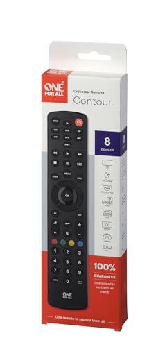 One For All Contour 8 univerzális távirányító, 8 eszközhöz (TV / Smart TV, set-top box, DVD, Blu-ray, Aux és audioeszközök)