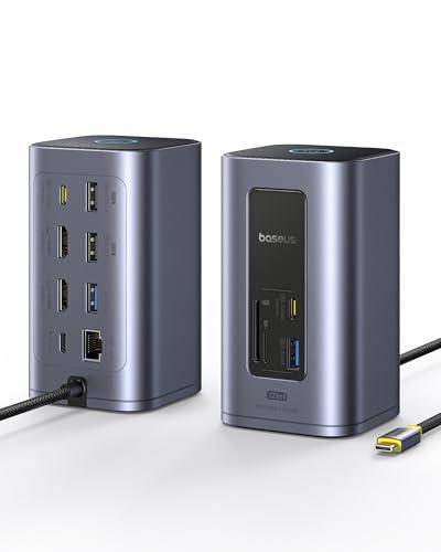 Baseus Nomos Air 12 az 1-ben USB-C dokkoló, 2 monitorhoz, 2 × 4K HDMI, 10 Gbps USB-C/USB-A, Windows laptopokhoz