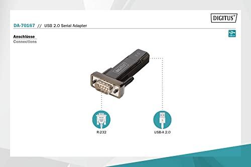DIGITUS USB–soros adapter, RS232 átalakító, USB 2.0 Type-A – DSUB 9M, PL2303GT chipset, 80 cm kábellel