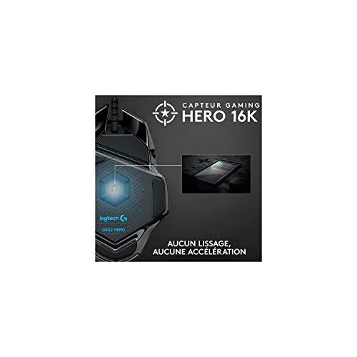 Logitech G502 HERO gamer egér, HERO szenzor, RGB, 16 000 DPI, 11 programozható gomb, laptophoz és PC-hez