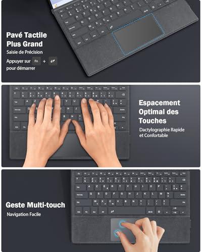 MoKo French Keyboard Compatible with Surface Pro 7+/7/6/5/4/3, Grigio
