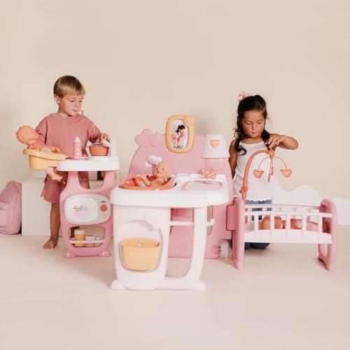 Smoby Baby Nurse babajátszóközpont, 3 az 1-ben, konyha, fürdőszoba és hálószoba, 19 kiegészítővel, újrahasznosított anyagból