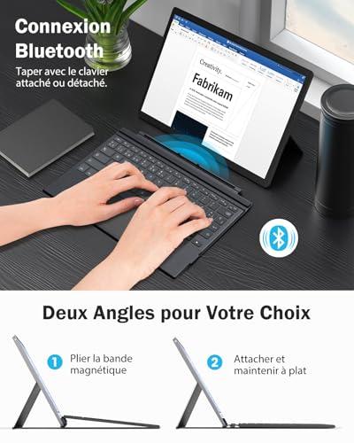 MoKo French Keyboard Compatible with Surface Pro 7+/7/6/5/4/3, Grigio