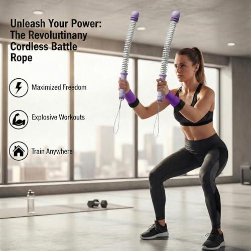 Kötél nélküli battle rope, zajmentes, állítható intenzitású otthoni fitneszeszköz teljes testes edzéshez, csúszásmentes