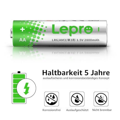 Lepro AA Batteries, Pack of 100, Alkaline Battery AA with 1.5 V - Durable, Powerful & Leak-Proof, Ideal for Remote Controls, Toys, Watches,