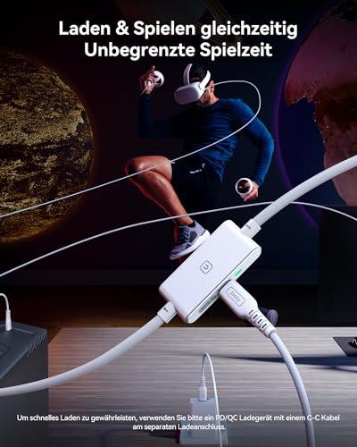 INIU 5 m-es Link kábel töltőporttal, Oculus Meta Quest 3s / Quest 3 / Quest 2 / Quest 1 / Quest Pro és Pico 4 kompatibilis, PC Steam VR