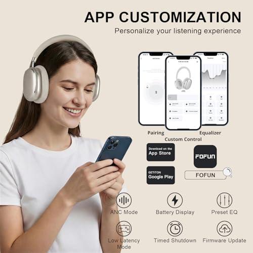 NC95 vezeték nélküli Bluetooth 6.0 fejhallgató, hibrid zajcsökkentés, forgó gomb, 120+ óra üzemidő, EQ app