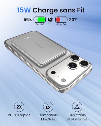 ADDTOP ultravékony mágneses powerbank iPhone-hoz, 5000 mAh, 20 W