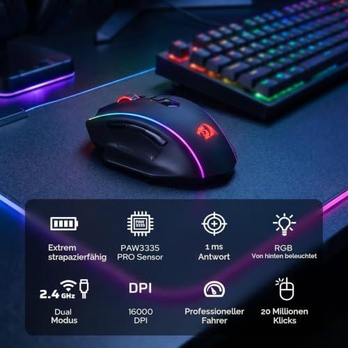 Redragon M686 Vampire Elite vezeték nélküli gamer egér, 16000 DPI