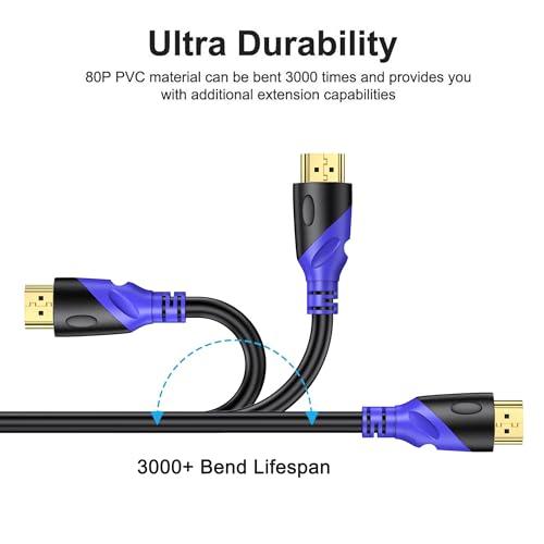 8K HDMI 2.1 Cable 3 m, 8K @ 60Hz 4K @ 120Hz High-Speed Cable Lead 48 Gbps, Supports eARC HDR10 HDCP 2.2/2.3, Compatible with All HDMI Device