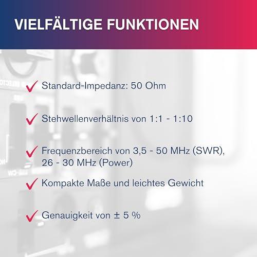 Albrecht SWR-30 PWR állóhullámarány- és teljesítménymérő rádióantennák hangolásához, 1,8–200 MHz (fekete)