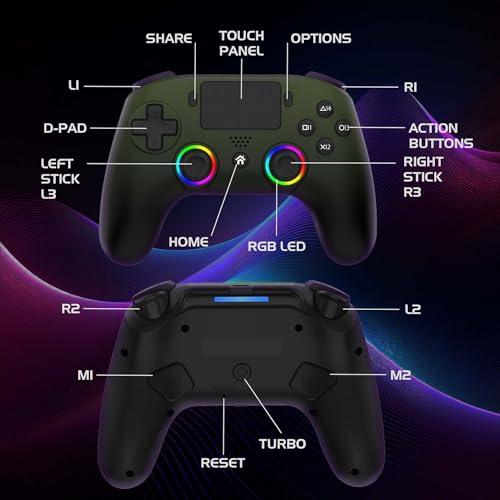 SUBSONIC vezeték nélküli kontroller PS5-höz és PC-hez, RGB LED (zöld)