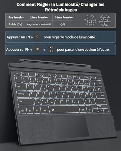 MoKo French Keyboard Compatible with Surface Pro 7+/7/6/5/4/3, Grigio