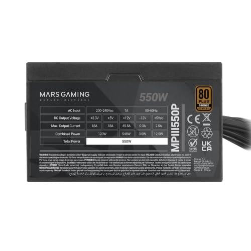Mars Gaming MPIII550P ATX tápegység, 550 W, 80 Plus Bronze (fekete)