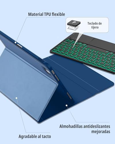 CACOE billentyűzetes tok iPad 10 (10,9", 2022) A2757/A2777, érintőpaddal, 7 színű háttérvilágítással, levehető, vezeték nélküli, spanyol kio