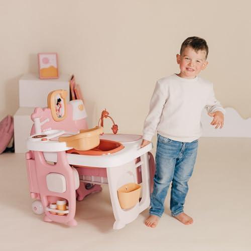 Smoby Baby Nurse babajátszóközpont, 3 az 1-ben, konyha, fürdőszoba és hálószoba, 19 kiegészítővel, újrahasznosított anyagból