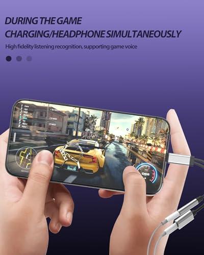 Lightning – 3,5 mm jack fejhallgató adapter és töltő elosztó (2 az 1-ben), Apple MFi tanúsítvánnyal, iPhone 14 / 13 Pro Max