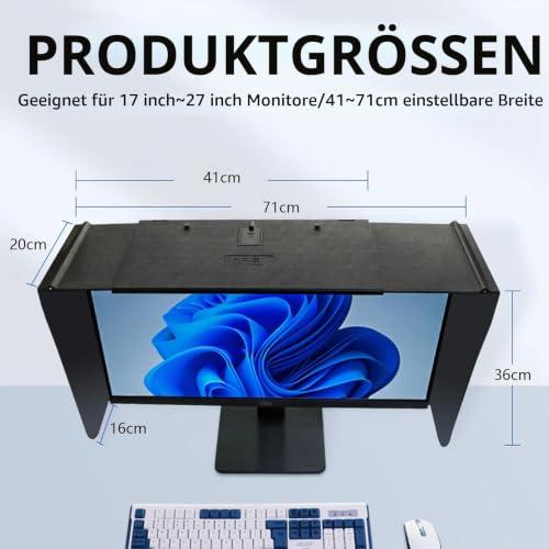 Mocoli monitorellenző napellenző, 27" monitorhoz, 41–71 cm szélességben állítható