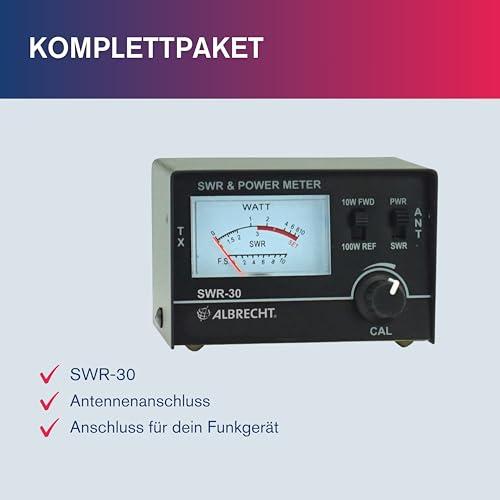 Albrecht SWR-30 PWR állóhullámarány- és teljesítménymérő rádióantennák hangolásához, 1,8–200 MHz (fekete)