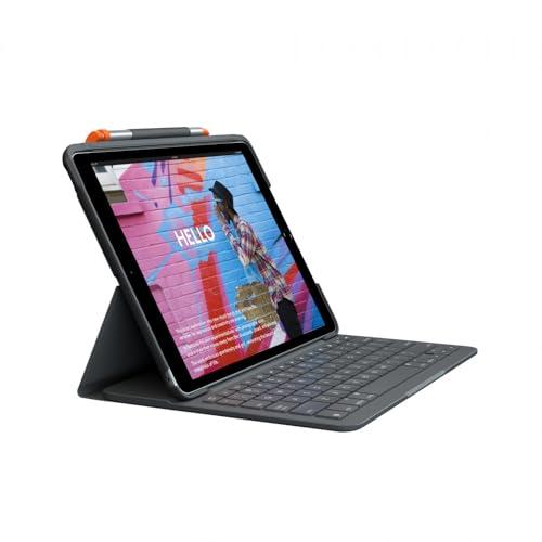 Logitech Slim Folio iPad (7. generációs) billentyűzetes tok, Bluetooth, A2197, A2200, A2198, francia AZERTY (grafit)