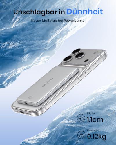 ADDTOP ultravékony mágneses powerbank iPhone-hoz, 5000 mAh, 20 W