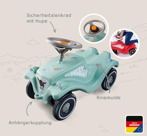 BIG Bobby Car Classic Green Sea gyermekjármű 1 éves kortól, tengeri mintával, szürke biztonsági kormánnyal és dudával