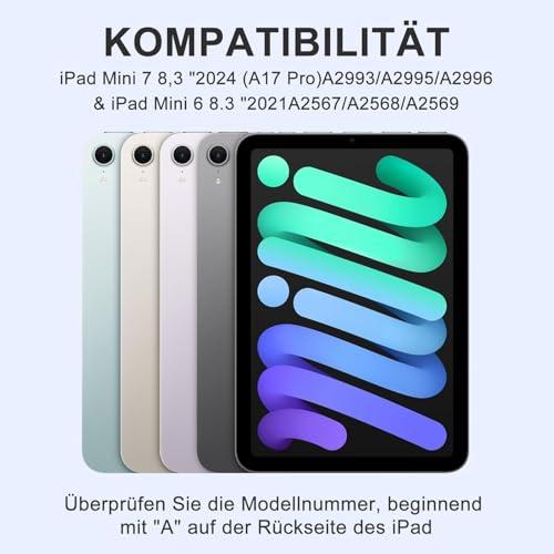 IVEOPPE iPad mini 7 (A17 Pro, 2024) / iPad mini 6. gen. (2021) 8,3" tok billentyűzettel, német QWERTZ, Bluetooth, leválasztható