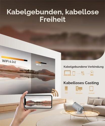 Magcubic mini hordozható okosprojektor, automatikus trapézkorrekció, 4K, 200 ANSI, WiFi 6, BT 5.4, 130" kép