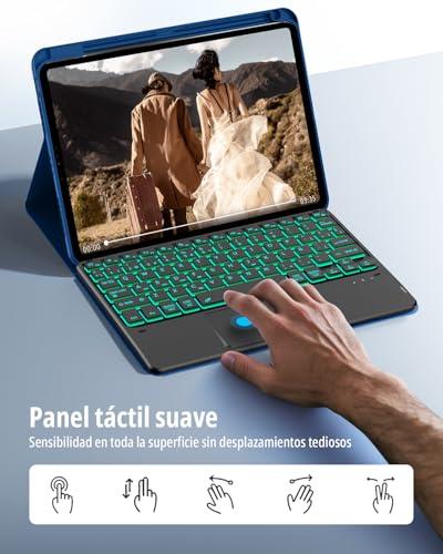 CACOE billentyűzetes tok iPad 10 (10,9", 2022) A2757/A2777, érintőpaddal, 7 színű háttérvilágítással, levehető, vezeték nélküli, spanyol kio