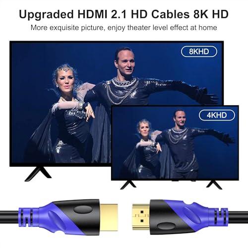 8K HDMI 2.1 Cable 3 m, 8K @ 60Hz 4K @ 120Hz High-Speed Cable Lead 48 Gbps, Supports eARC HDR10 HDCP 2.2/2.3, Compatible with All HDMI Device