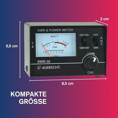 Albrecht SWR-30 PWR állóhullámarány- és teljesítménymérő rádióantennák hangolásához, 1,8–200 MHz (fekete)