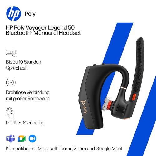 Poly Voyager Legend 50 Bluetooth headset, NoiseBlockAI, WindSmart, Smart Sensor, 10 órás akkumulátor (fekete)