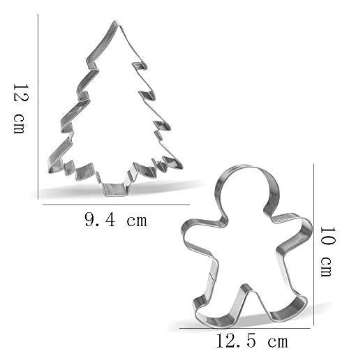 Large Christmas Cookie Cutters Set - 7 Pieces - Santa, Reindeer, Gingerbread Man, Christmas Tree, Angel, Ugly Sweater, Winter Hat - Stainles