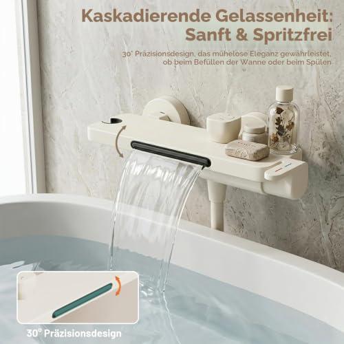 Kádcsap 3 funkciós kézizuhannyal, vízesés kifolyóval, 1,5 m PVC zuhanytömlővel (acélszürke)