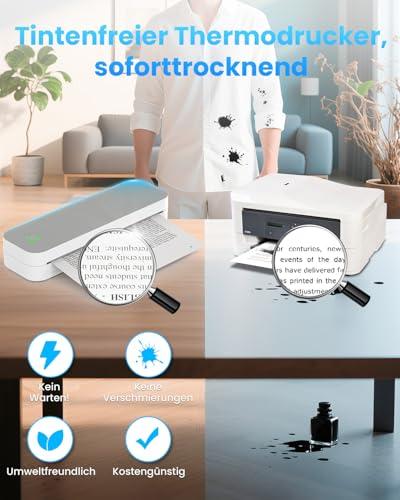 Ablemark U210 A4 hordozható hőnyomtató, Bluetooth, tinta nélkül