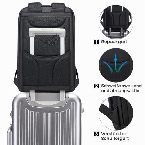 BANGE üzleti okos hátizsák 15,6" laptophoz, vízálló, USB töltőporttal, strapabíró utazóhátizsák (fekete, M)