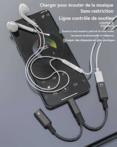 2 az 1-ben dupla USB-C fejhallgató adapter, iPhone 16/15 és Samsung S24/S23/S22 kompatibilis, audio elosztó és töltő