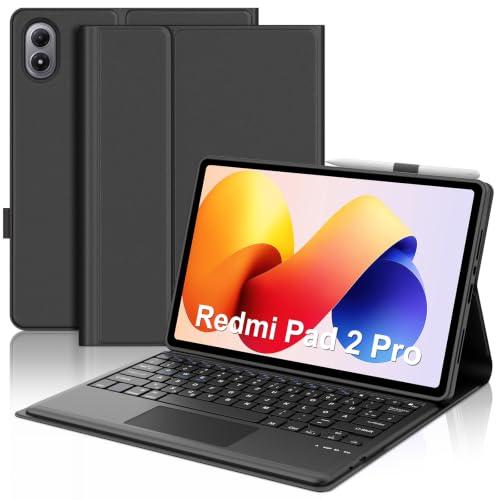IVEOPPE tok billentyűzettel Xiaomi Redmi Pad 2 Pro 12,1" (2025) készülékhez, touchpaddel, német QWERTZ, Bluetooth, levehető