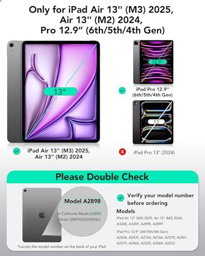 ESR For iPad Pro 12.9 Inch Case 2022/2021/2020 (6th/5th/4th Generation), iPad Air 13 Inch M3/M2 2025/2024 Case, Strong Magnetic Attachment,