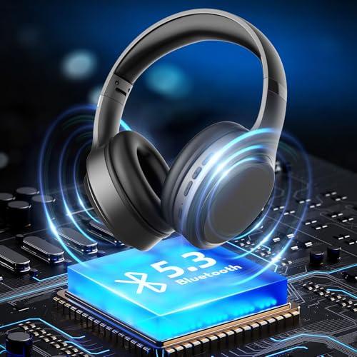 Bluetooth 5.3 fejhallgató, fül körüli, 82 órás lejátszási idővel
