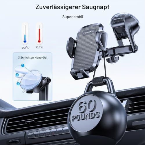Miracase autós telefontartó, javított tapadókorong és fém kettős kampó, szellőzőrácsra, műszerfalra és szélvédőre