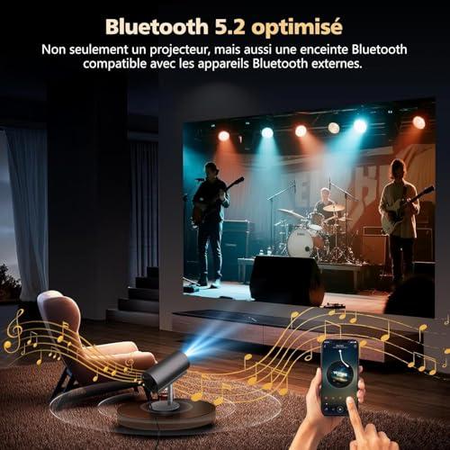 VGKE 4K hordozható mini projektor, autofókusz és trapézkorrekció, WiFi 6, Bluetooth, Full HD, teleszkópos láb